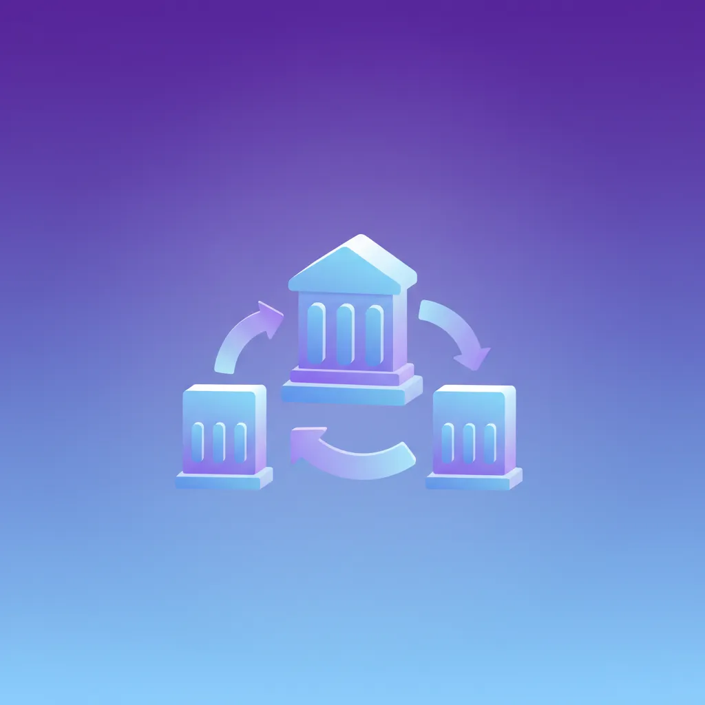 여러 증권사가 연결된 브로커 네트워크 3D 아이콘