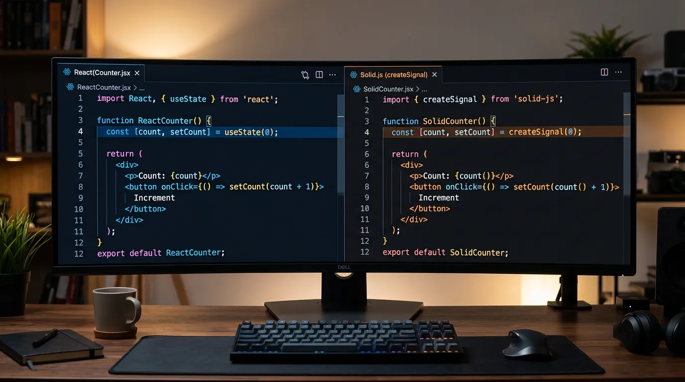 React useState vs Solid.js createSignal 코드 비교