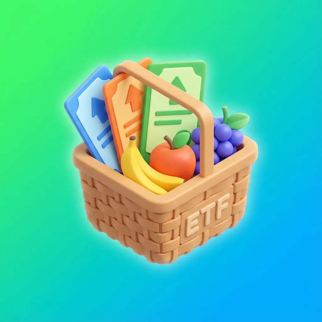 ETF 투자의 기본 개념을 표현한 3D 바구니 아이콘
