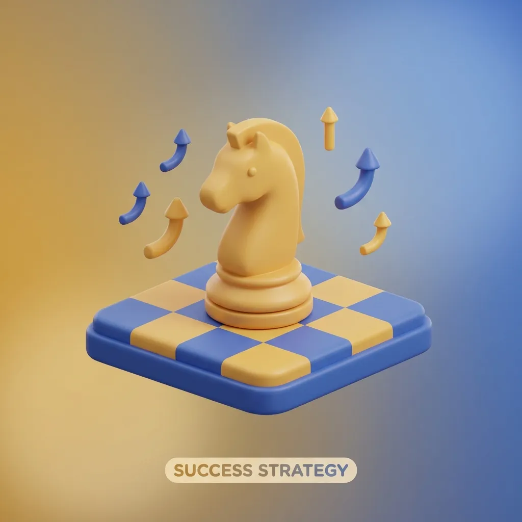 체스판 위의 나이트 말 조각 3D 일러스트레이션