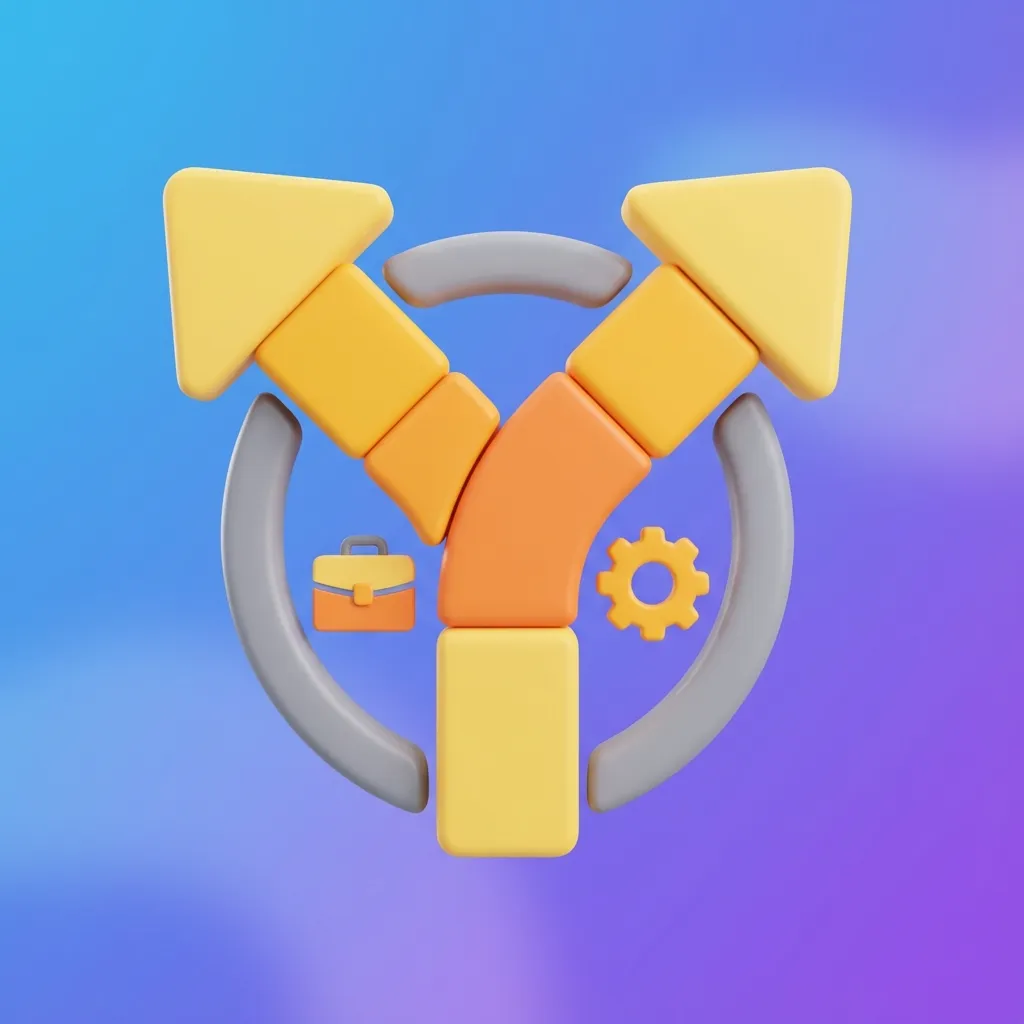 갈림길을 상징하는 두 개의 화살표가 있는 3D 아이콘