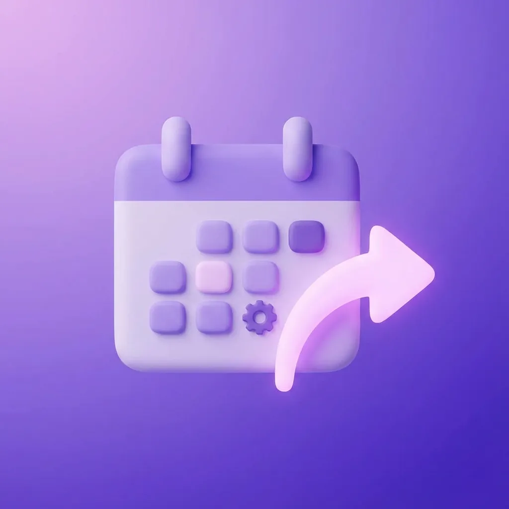 앞을 가리키는 화살표가 있는 달력의 3D 일러스트레이션