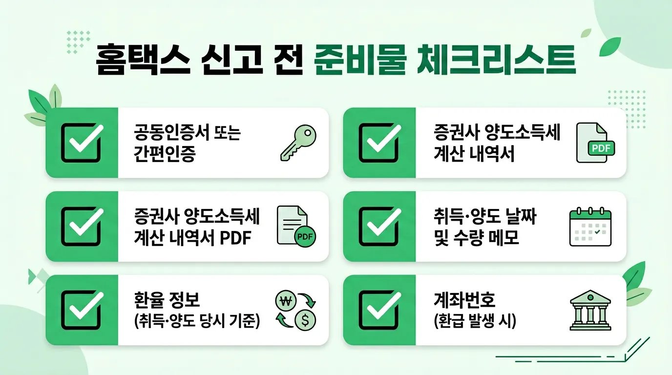 홈택스 신고 전 준비물 체크리스트