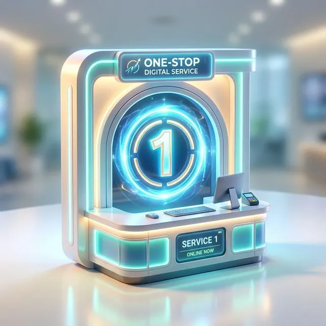 통합지원창구를 시각화한 심플 3D 아이콘