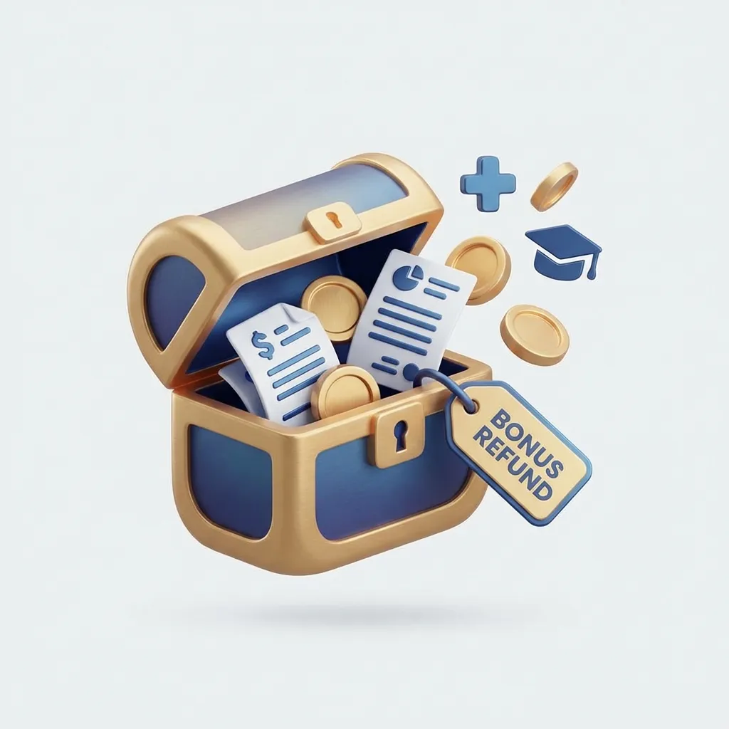 동전과 서류가 쏟아지는 보물 상자