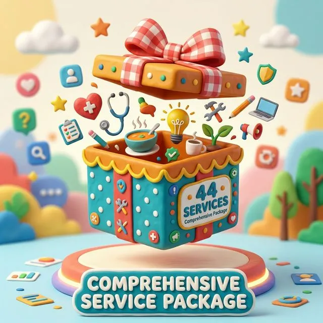 44종 통합 돌봄 서비스를 시각화한 심플 3D 아이콘