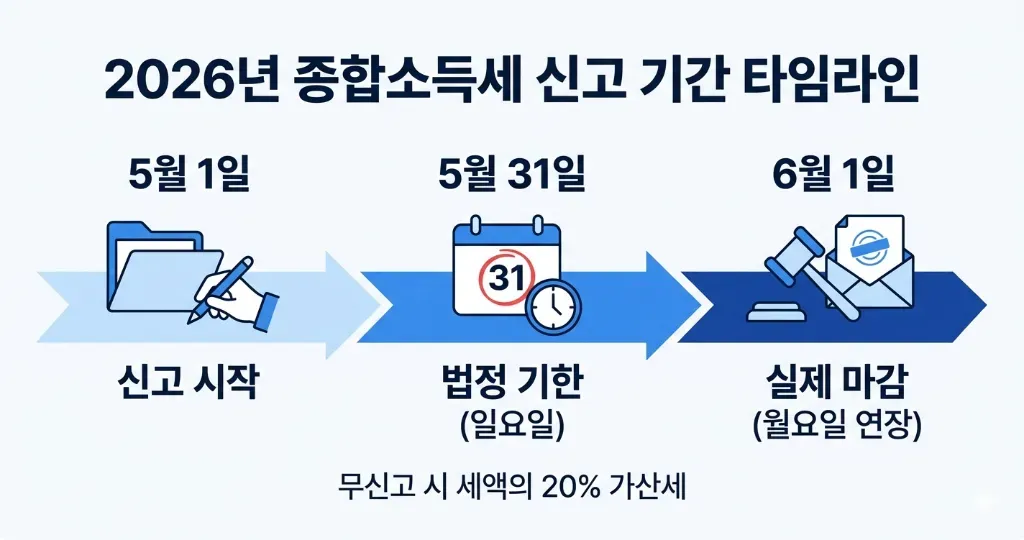 2026년 종합소득세 신고 기간 타임라인