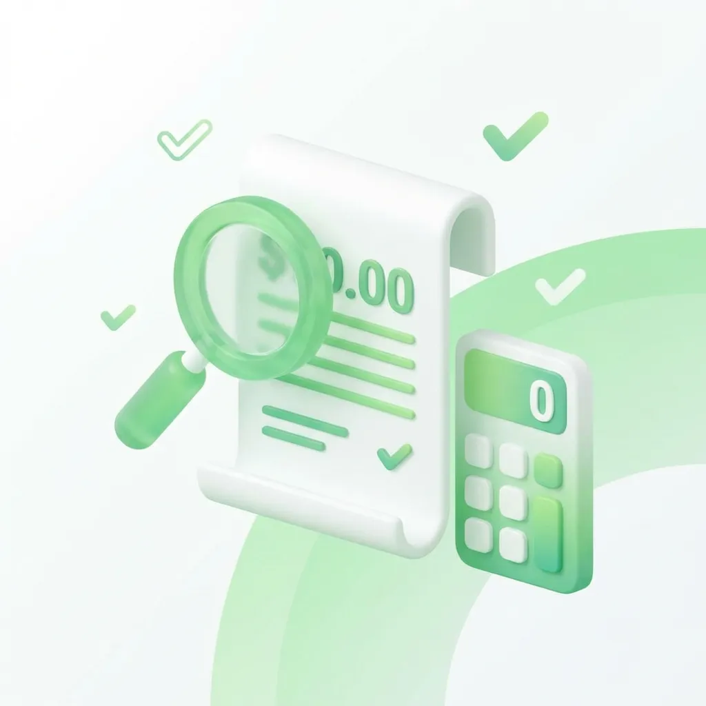 0원이 표시된 세금 서류를 돋보기로 확인